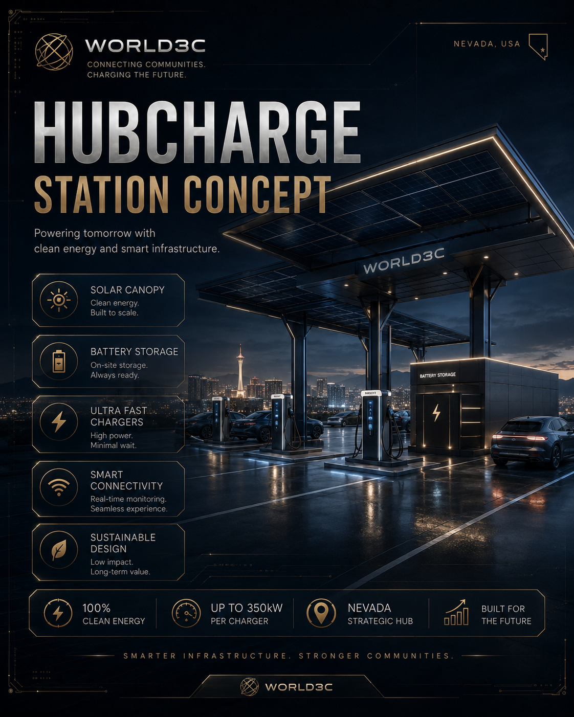 HubCharge Station Concept Render Night